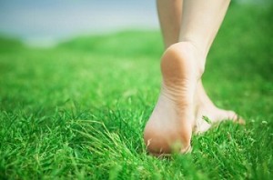 feet and grass
